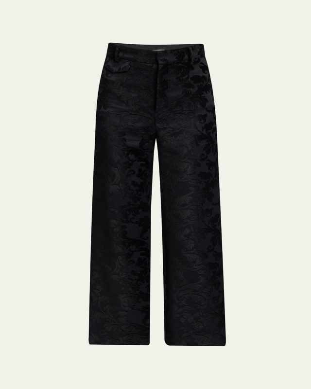 Baroque Jacquard Flare Ankle Pants